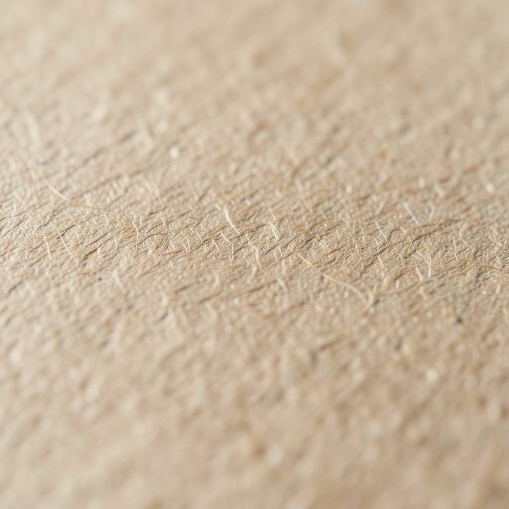 An extreme close-up of warm taupe and cream paper texture in soft, even light.